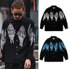 Camicie casual da uomo di buona qualità WACKO MARIA CAMICIA HAWAIIAN Uomo Skeleton Ghost Hand T-shirt a maniche lunghe da donna Fashion Beach Tees