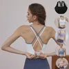 Roupa de ioga para mulheres, uso ativo, sutiã esportivo com fechamento nas costas, acolchoamento fixo, sutiã atlético push up, academia de ginástica para meninas