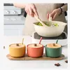 Bottiglie di stoccaggio Scatola di spezie giapponesi in ceramica Set di combinazioni domestiche da cucina Barattolo di condimento Zucchero Sale