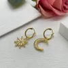 Stern-Mond-Ohrringe, hochwertiges Silber, Charm-Ohrring, Modedesigner-Marke, Gold-Silber-Ohrstecker, trendiger, bezaubernder Schmuck, Geschenk