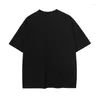 T-shirts pour hommes European American High Street T-shirts de bordure à manches courtes Homme Loose Oversize Solid Color Cotton Tees Tops Summer