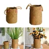 Förvaringskorgar Seagrass Woven Basket Straw Flower Plant Pot Vase Organizer med handtag för tvätt Picknick livsmedelsbutik 230603