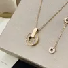 Luxury fashion necklace designer jewelry party sterling silver diamond pendant rose gold necklaces for women fancy dress long chain jewellery gift