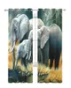 Curtain African Animal Elephant Tulle Curtains For Living Room Bedroom Kitchen Decoration Chiffon Sheer Voile Window Kids Drape