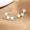 Stud Earrings S925 Sterling Silver 20MM Simple 3 Stars For Women Fashion Wedding Engagement Gifts Jewelry