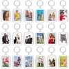 Keychains 30st Rectangle Transparent Blank Clear Acrylic Insert PO Picture Frame Keychain DIY Split Ring Key Chain Gifts