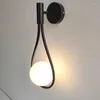 Vägglampa nordikglass boll lampor mode matsal vardagsrum sconce sovrum sovrum dekor belysning fixtur mässing svart silver