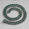 Horisont 2023 Ny designlänksmycken Iced Emerald Rhombus Cuban Men Kvinnor Inledande halsband