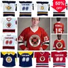 Mag Thr Aangepaste Ierse Letterkenny 74 Jonesy 69 Shoresy 68 Reilly 15 Powell IJshockey Jersey Rood Marineblauw Wit Dubbel gestikt naamnummer