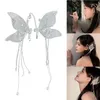 Headpieces Elf Ear Cuffs Women Tassel Hairpin Headpiece Crystal för Big Hair Clip Fairy