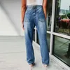 Pantalon actif Jeans à jambes larges pour femmes Stretch taille haute élastique taille cloche bas Baggy velours côtelé Jean pull