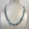 Chains Irregular Chips Shape Aquamarine Necklace Vintage Natural Stone Jewelry Noble Elegant Exquisite Beaded Chain Choker Collier