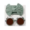 Hair Accessories Children Girl Jacquard Bow Headband & Sunglasses Beach-Pography Props Eyewear