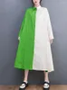 Casual Jurken Patchwork Hit Color Shirt Voor Vrouwen Lange Mouw Losse Vintage Jurk Mode Elegante Kleding Lente Herfst 2023