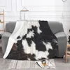 Couvertures emmailloter peau de vache détail jeter couverture vache impression doux polaire automne jeter pour canapé confortable flanelle couverture chambre décor cadeau pour enfants adultes 230603