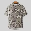 Chemises décontractées pour hommes imprimé peau de serpent chemise ample homme plage peau d'animal été personnalisé manches courtes Streetwear Blouses surdimensionnées