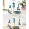 Jewelry Pouches Organizer Hanging Retro Peacock Blue Bronzing Stand Display Decoration Gift Window Y08E