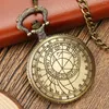 Pocket Watches Zodiac Compass Pattern Bronze Retro Quartz Men Kvinnor Halsband Titta på antika hängande gåvor Reloj de Bolsillo