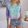 Camicie attive 2023 Tie Dye da donna Yoga Top Felpa allentata Camicia pullover con cappuccio a maniche lunghe Corsa Allenamento Fitness Sport