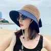 Wide Brim Hats Sun Hat Beach Hollowed Out Bow Straw Visor Sunscreen Fisherman's Bald Head Women