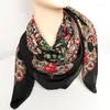 Scarves 80 80cm Russian Scarf Luxury Floral Print Women's Square Bandana Ukrainian Shawl Babushka Handkerchief Female Headband