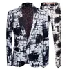 Abiti da uomo per il ballo di fine anno Taglie forti Nuovo completo da sposa stampato Completo blazer con motivo bianco nero Scacchiera Cappotto da costume slim fit Giacca firmata