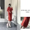 Robes décontractées RG haut de gamme femmes robe rouge printemps automne longue Slim Fit vêtements d'affaires élégant bureau dame 2023