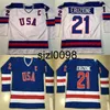 Sj98 # 21 Mike Eruzione Jersey 1980 Miracle On Ice Hockey Jersey Hommes 100% Broderie cousue s Team USA Hockey Jerseys Bleu Blanc