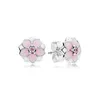 Boucles d'oreilles en argent 925 Fit Pandora Magnolia Daisy Flower Series Boucles d'oreilles avec quatre feuilles d'herbe Chrysanthème Tempérament Boucles d'oreilles Style Fashion Fine Boucles d'oreilles Bijoux