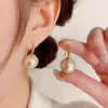 dangle earrings女性用エレガントなシャンパンパール高度なデザインコットンテクスチャ表面ドロップイヤリングパーティージュエリーガールズN561