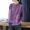 Vêtements ethniques coton lin Blouse femmes 2023 automne décontracté asymétrique chemise bouton lâche Style chinois haut 11759