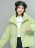 Gabardina Feminina Chegada Feminina Jaqueta de Inverno Gola alta Verde Sólido Amarelo Preto Branco Feminino Casaco Acolchoado Curto Parka