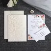 Autres fournitures de fête d'événement 25 50pcs invitations de mariage européennes découpées au laser carte 3D Tri pli mariée et le marié dentelle faveur de voeux 230603