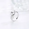 Genuine 925 Sterling Silver Smooth Surface Cute Animal Dolphin Adjustable Ring Fine Jewelry For Women Party Bijoux Gift L230704