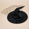 Berets Halloween Witch Hat Costume Bowknot كبيرة السوداء ملحق الساحر