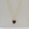 Pendant Necklaces Trendy Jewelry Dainty Chain Semi Precious Heart Stone Short Necklace Female 16"