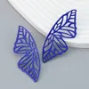 Fashion Metal Cutout Candy Color Butterfly Earrings Women's Vintage Elegant Dangle Earrings Banquet Jewelry Accessories