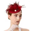 Headpieces Elegante Chapéu Fascinator Pillbox Para Mulheres Cocktail Tea Party Headwear Requintado Casamento Francês