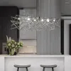 Żyrandole Led Art Chandelier Lampa Lampa Lampka Postmodernista luksusowa sypialnia mieszkalna stal nierdzewna długa wiszące jadalnia Lobby Home Luminaires