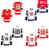 Mag Thr MUSTANGS Hockey Jersey 10 Youngblood Movie Rob Lowe Sewn Movie Hockey Jerseys All Stitched White Red