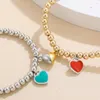 Charm Armband 2st/Set Gold Silver Color Heart Magnetic For Women Men Emamel Love Charms Pärled Armband Par Gift