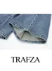 Trajes de mujer Blazers TRAFZA Primavera Denim Mujer Mono sin tirantes Traf Sin mangas Vintage Sólido Sin espalda Ahueca hacia fuera Cintura alta Hasta el tobillo Mujer 230603