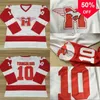 Mag MIT #10 Sutton Youngblood Movie Hamilton Mustangs Ice Hockey Jersey męs 100% zszyty Youngblood Hockey Jerseys White Vintage