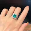 Cluster Ringe Exquisite Mode Smaragd Zirkon Für Damen Hochzeit Verlobung Paraiba Schmuck Geschenke
