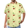 Camisas casuais masculinas lindas blusas rabanetes masculinas com estampa vegetal havaiana manga curta moda personalizada superdimensionada camisa de praia presente