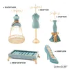 Jewelry Pouches Organizer Hanging Retro Peacock Blue Bronzing Stand Display Decoration Gift Window Y08E