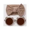 Hair Accessories Children Girl Jacquard Bow Headband & Sunglasses Beach-Pography Props Eyewear