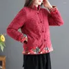 Roupas Étnicas Inverno Jaqueta de Veludo Feminina Estilo Nacional Thicken Tang Terno Chinês Vintage Solta Patchwork Feminino Tradição Casaco