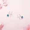 Boucles d'oreilles à tige coréenne petite vague mignon bleu étoile à cinq branches bijoux de mode pour les femmes couleur argent bijoux minimalistes