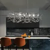 Żyrandole Led Art Chandelier Lampa Lampa Lampka Postmodernista luksusowa sypialnia mieszkalna stal nierdzewna długa wiszące jadalnia Lobby Home Luminaires